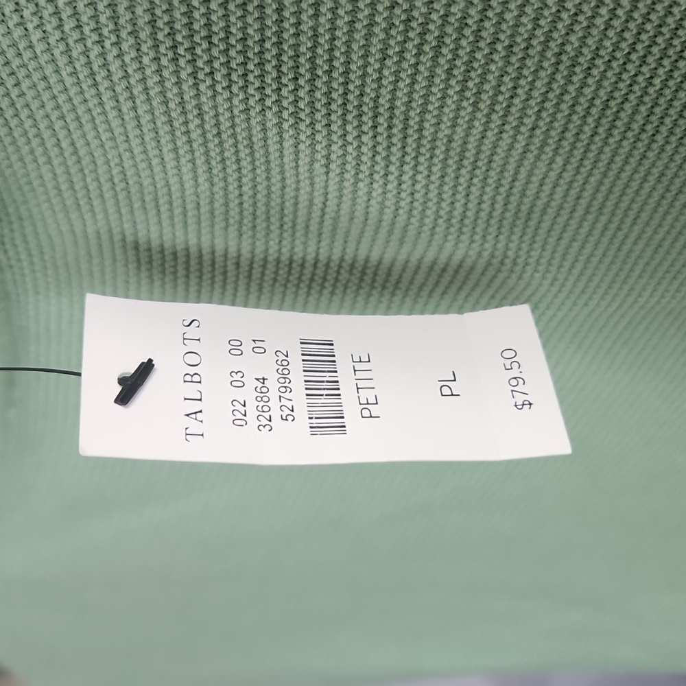 NWT Talbots Petite Mint Green Button-Sleeve Sweater - Size Large Petite (PL) - Picture 8 of 10